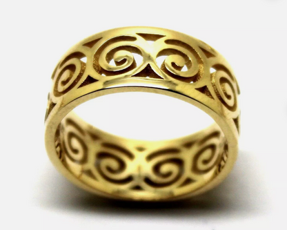 Kaedesigns New Solid Genuine 9ct Yellow, Rose or White Gold Swirl Surf Wave Ring