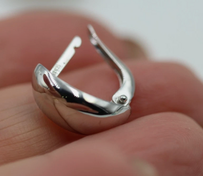 Sterling Sliver 925 Teardrop Dome Continental Clip Huggies Earrings