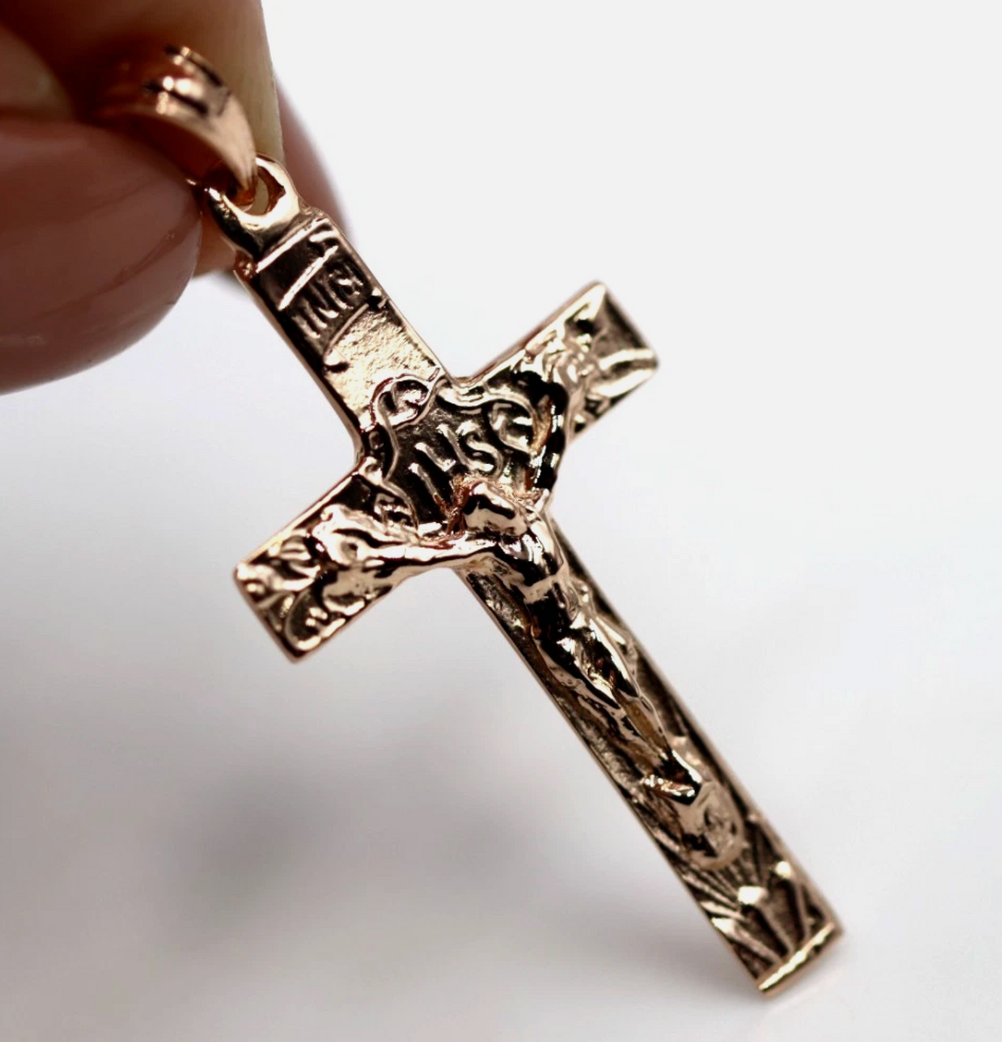 Genuine 9ct 9k Rose Or Yellow Or White Gold Crucifix Cross Pendant