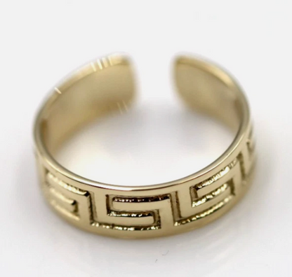 Genuine Solid 9ct Yellow or Rose or White Gold Sterling Silver Celtic Greek Key Toe Ring 275a