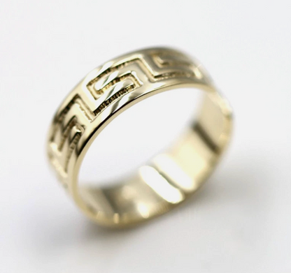 Genuine Solid 9ct Yellow or Rose or White Gold Sterling Silver Celtic Greek Key Toe Ring 275a