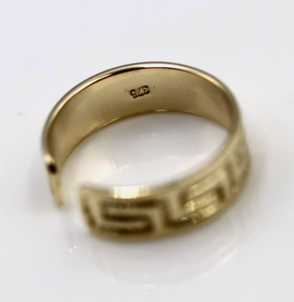 Genuine Solid 9ct Yellow or Rose or White Gold Sterling Silver Celtic Greek Key Toe Ring 275a