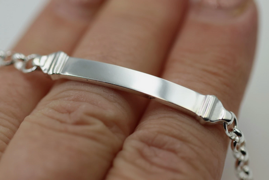 Sterling Silver 925 Belcher Link Identity ID Bracelet 19cm long