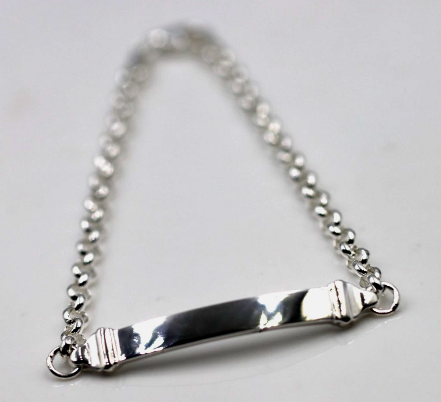 Sterling Silver 925 Belcher Link Identity ID Bracelet 19cm long