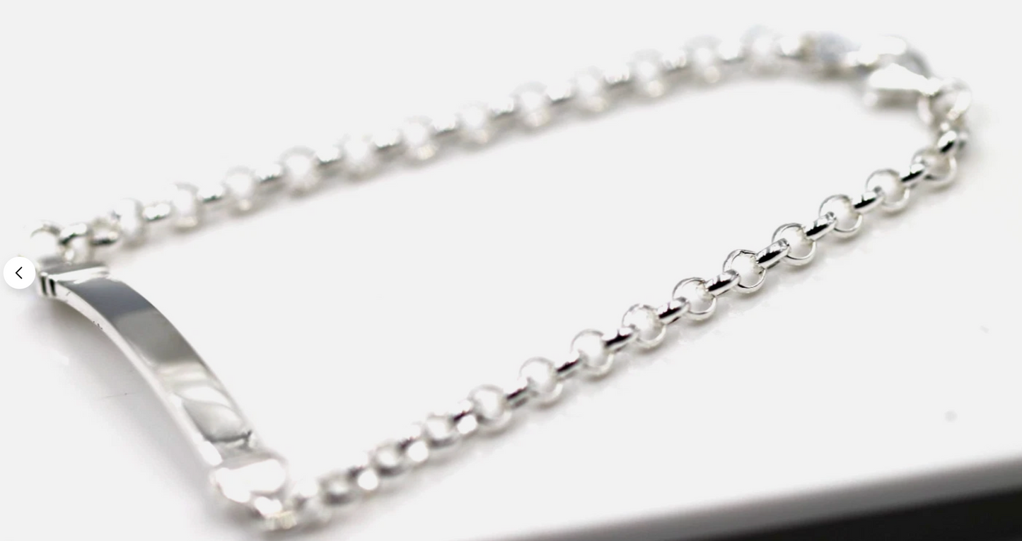 Sterling Silver 925 Belcher Link Identity ID Bracelet 19cm long