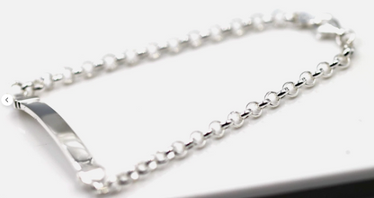 Sterling Silver 925 Belcher Link Identity ID Bracelet 19cm long