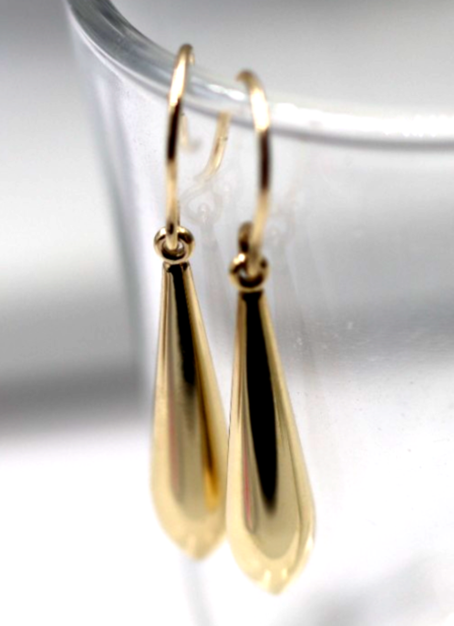 Genuine New 9ct 9K 375 Yellow Gold Teardrop Tear Drop Hook Earrings