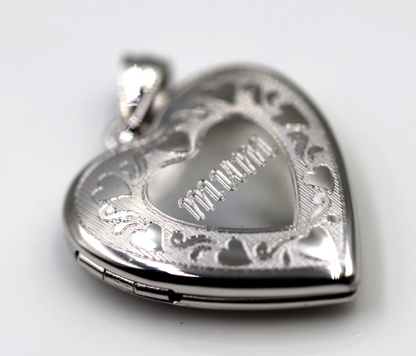 Genuine Sterling Silver Gold Plated or Sterling Silver 20mm ‘Mum’ Heart Locket Pendant