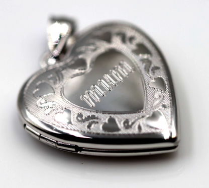 Genuine Sterling Silver Gold Plated or Sterling Silver 20mm ‘Mum’ Heart Locket Pendant