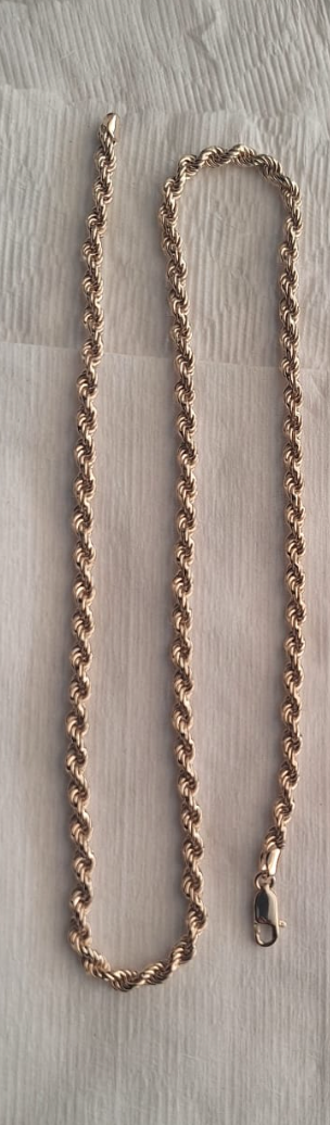 Genuine 9ct 9k Yellow, Rose or White Gold Solid Rope Chain 4.4mm Wide -  50cm, 55cm, 60cm or 65cm lengths