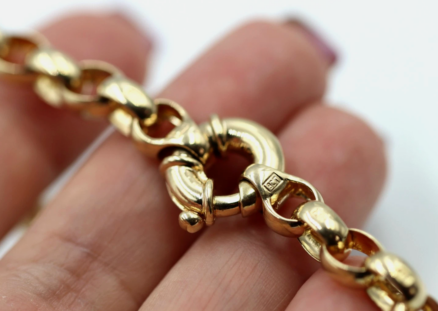 Genuine 19cm 9ct 9kt 375 Solid Yellow Gold Solid Oval Belcher Bracelet