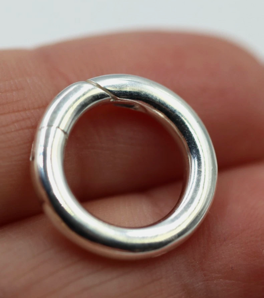Sterling Silver 925 18mm Round Spring Circle Clasp Shortener Polished