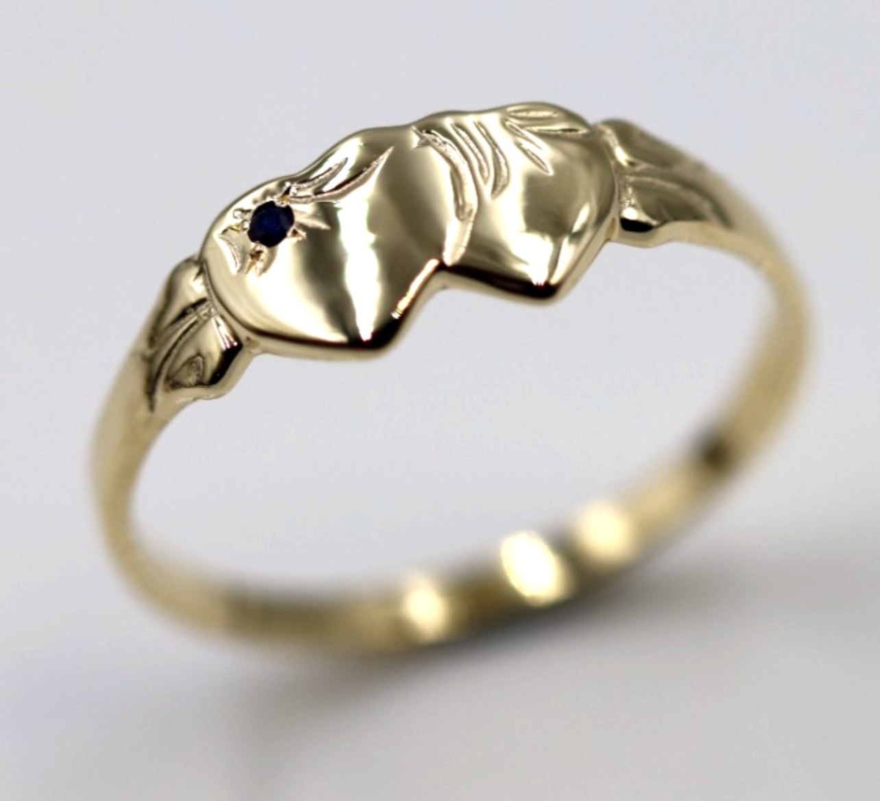 Genuine 9k 9ct Yellow, Rose & White Gold Aust Blue Sapphire Double Heart Signet Ring - Choose your size