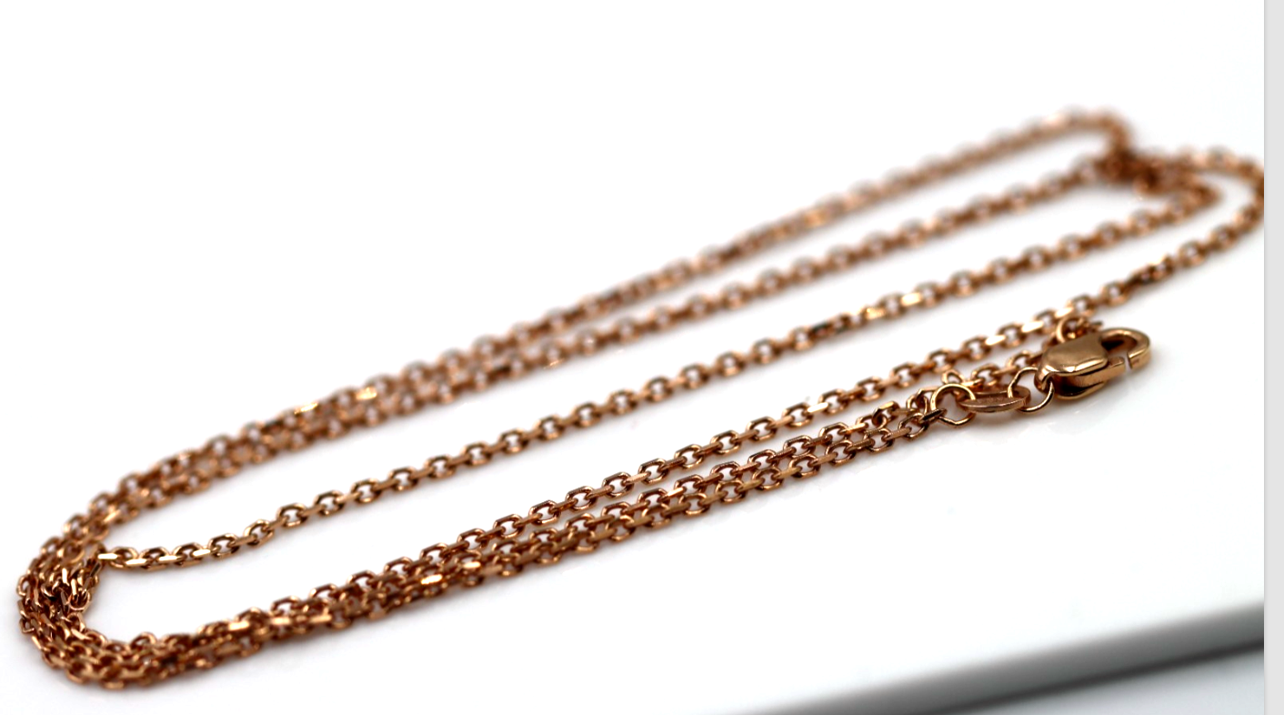 Genuine 18ct 18K 750 Rose Gold Cable Chain Necklace 50cm 3.35g