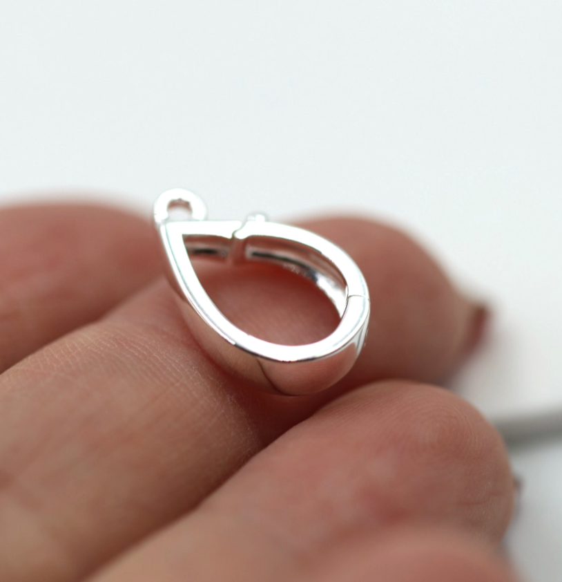 Sterling Silver 925 Enhancer Bail Clasp + Jump Ring 17mm x 11mm