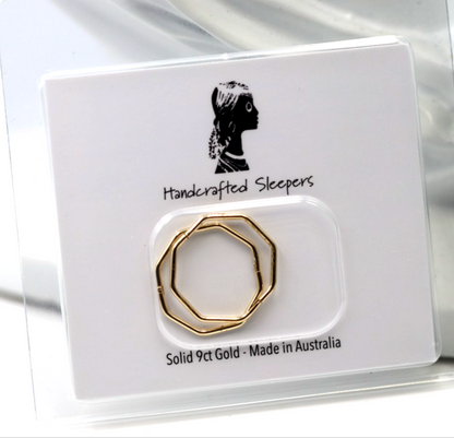 Sterling Silver or 9ct Yellow Gold Large Sleepers Octagonal Hinged Earrings 16mm