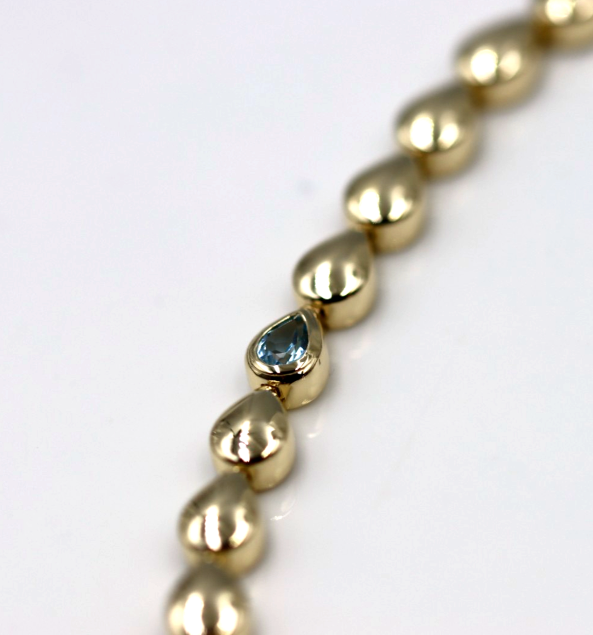 Genuine 9ct 9k 375 Yellow, Rose or White Gold Pear Blue Topaz Bracelet