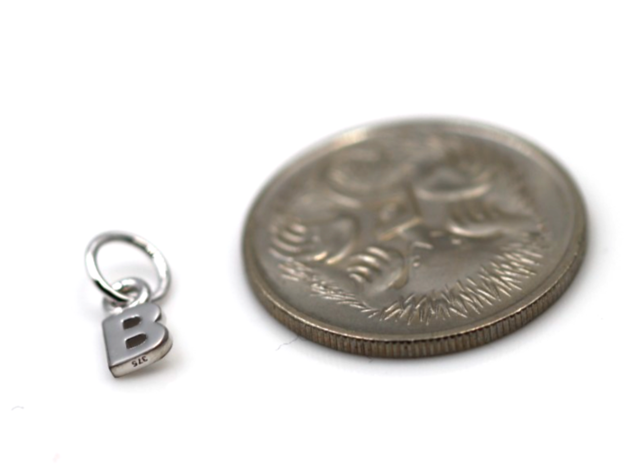 Genuine 9ct 9kt Tiny Very Small Yellow, Rose or White Gold Initial Pendant Charm B