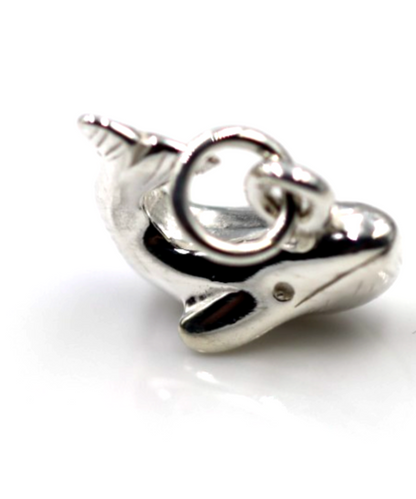 Genuine Sterling Silver Small Whale Solid Pendant Charm