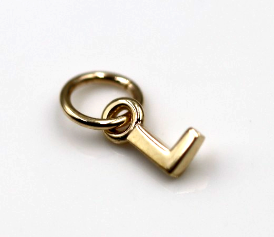 Genuine 9ct 9kt Genuine Very Small, Tiny Solid Yellow, Rose or White Gold Initial Pendant Charm L