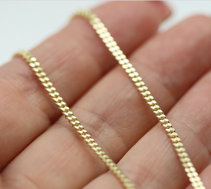 Genuine Solid 9ct 9k 375 Yellow Gold Diamond Cut Curb Necklace / Chain 2mm wide