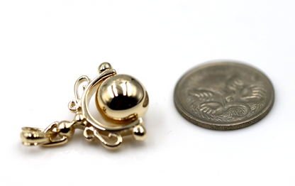 Genuine New 9ct 9K Solid Yellow, Rose or White Gold Euro 10mm Round Ball Spinner Pendant