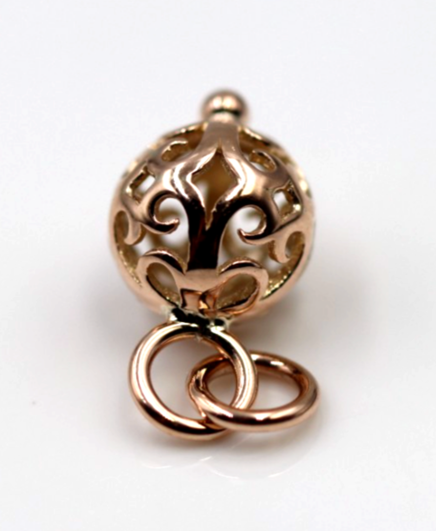 Genuine Double bale 9ct 9k 375 Yellow, Rose or White Gold 10mm Filigree Ball Pendant