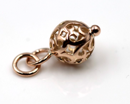 Genuine Double bale 9ct 9k 375 Yellow, Rose or White Gold 10mm Filigree Ball Pendant