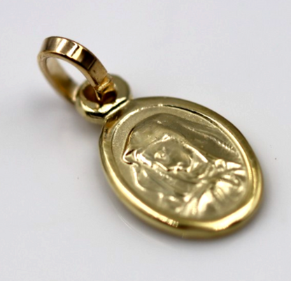 Genuine 9ct Yellow Gold or Sterling Silver Oval Mary Madonna Pendant or Charm 12mm x 8mm
