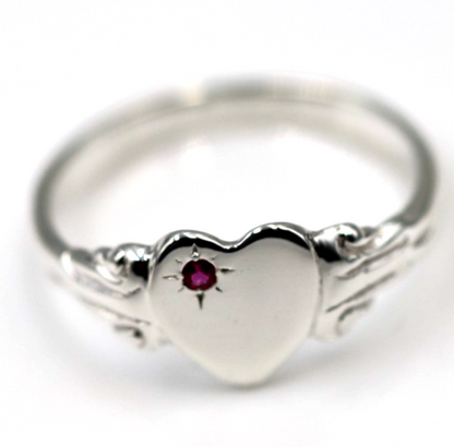 Kaedesigns New Sterling Silver 925 Heart Pink Sapphire Set Signet Ring