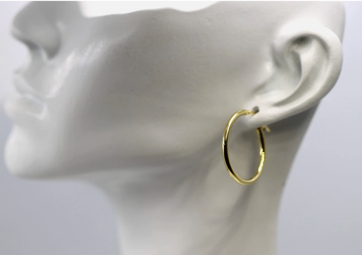 Genuine New Sterling Silver Gold Plated  925 Hoop Earrings Plain 20mm