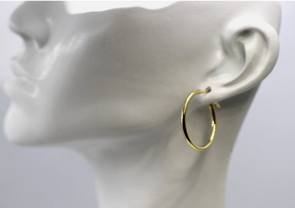 Genuine New Sterling Silver Gold Plated  925 Hoop Earrings Plain 20mm