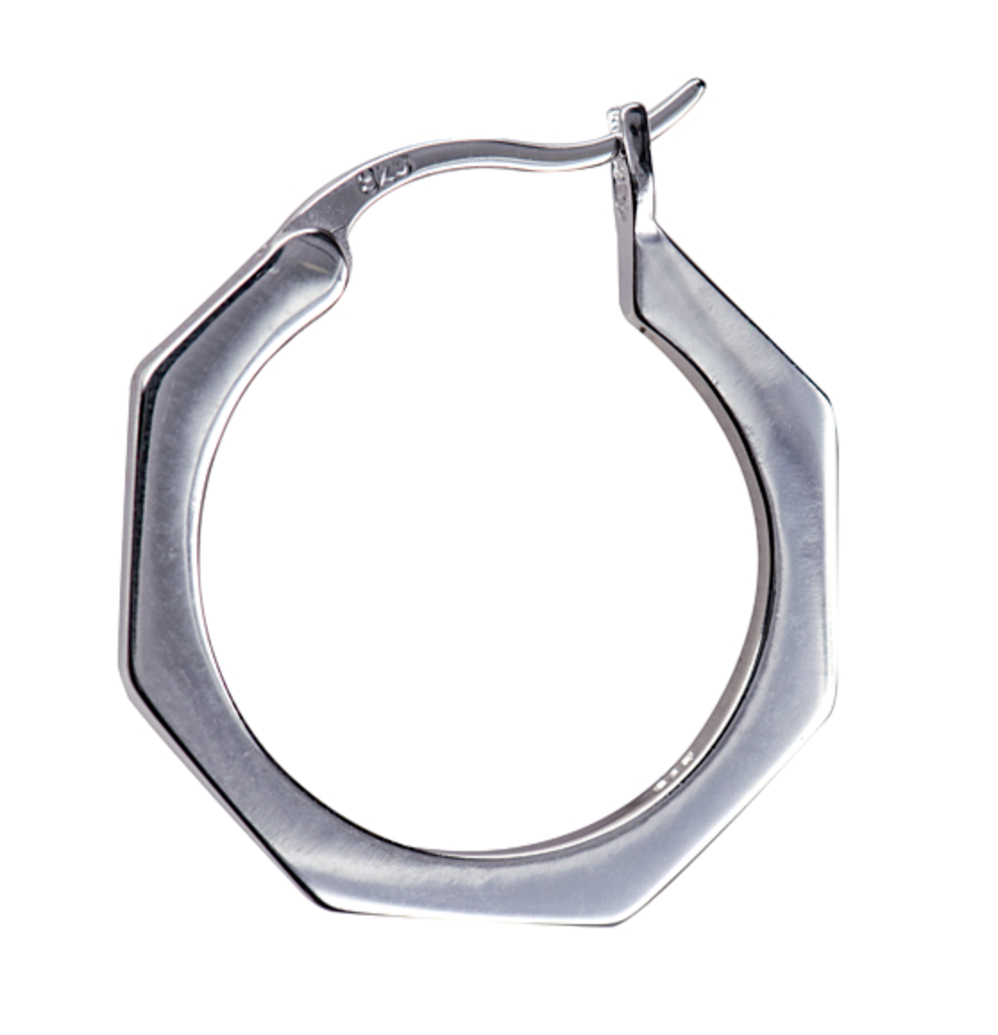 Sterling Silver 925 Heptagon 16mm Hoops Earrings