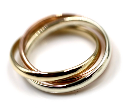 Size W Genuine Solid 3mm 9ct Yellow, White, Rose Gold Russian Wedding Ring Bands