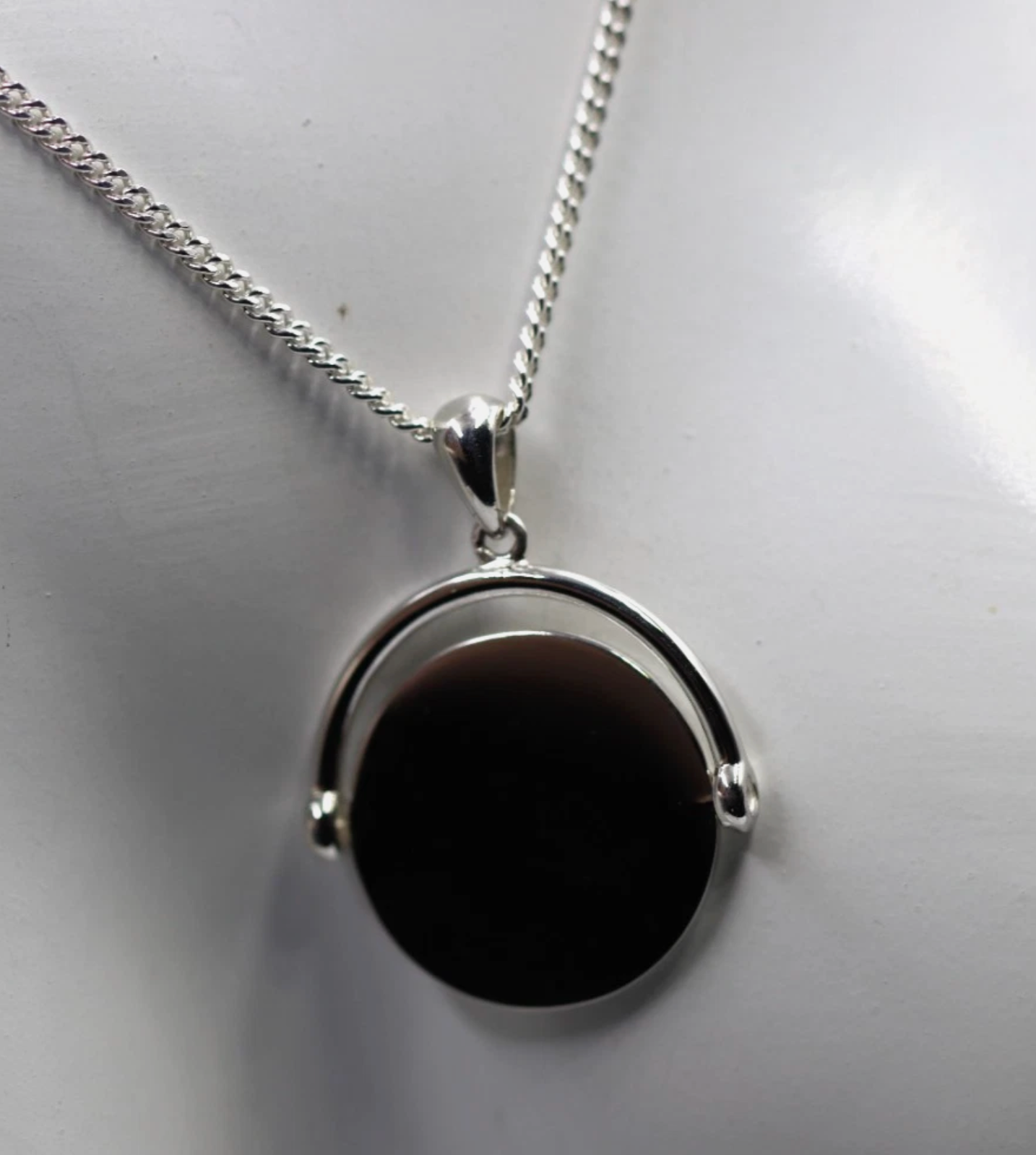 Sterling Silver 925 Engravable Plain Spinner Pendant Disc + Necklace Chain