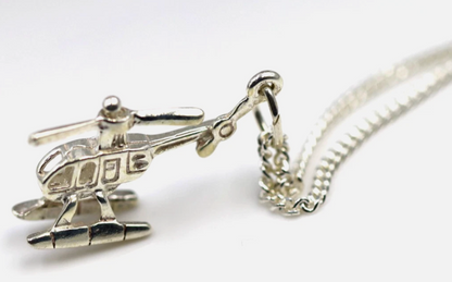 Genuine Sterling Silver 925 Helicopter Chopper Charm Pendant + Chain