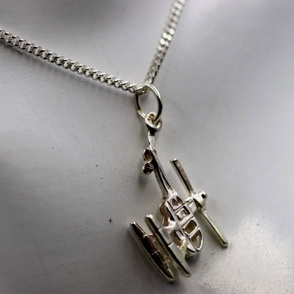 Genuine Sterling Silver 925 Helicopter Chopper Charm Pendant + Chain