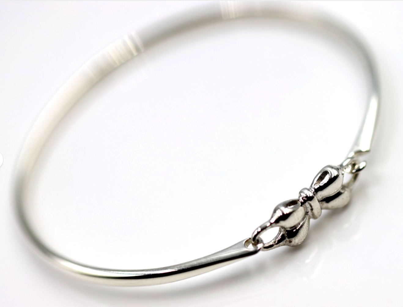 Genuine Sterling Silver 925 Opening Baby Bow Bangle 45mm