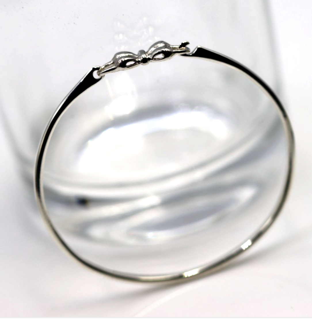 Genuine Sterling Silver 925 Opening Baby Bow Bangle 45mm