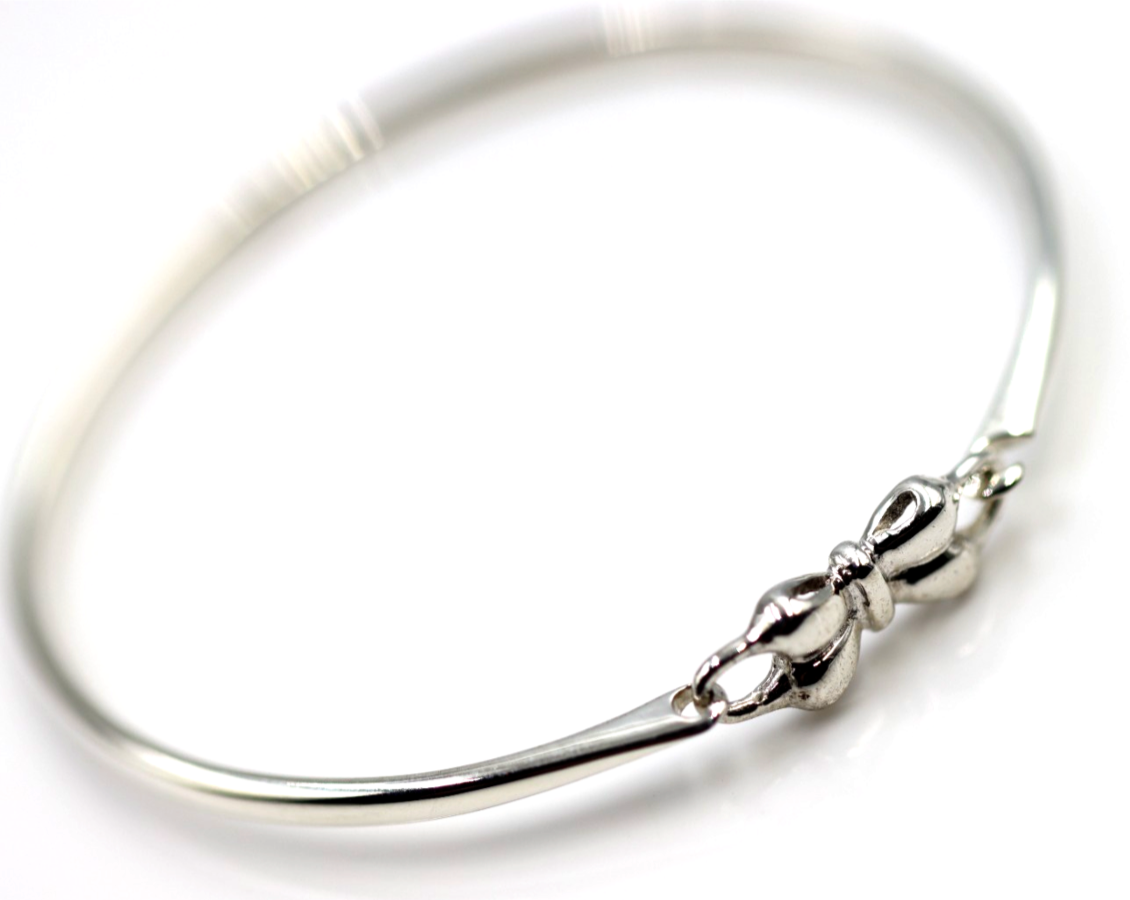 Genuine Sterling Silver 925 Opening Baby Bow Bangle 45mm