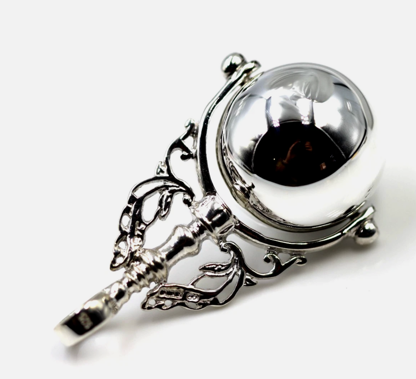 Genuine Sterling Silver 925 18mm Plain Ball Spinner Pendant