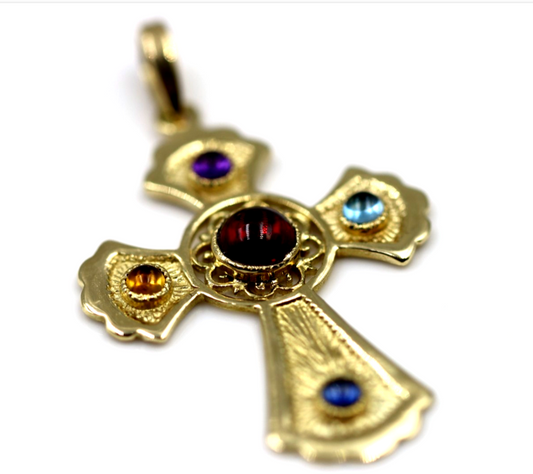 Genuine Solid 14ct 14k 585 Yellow Gold Byzantine Cross Pendant