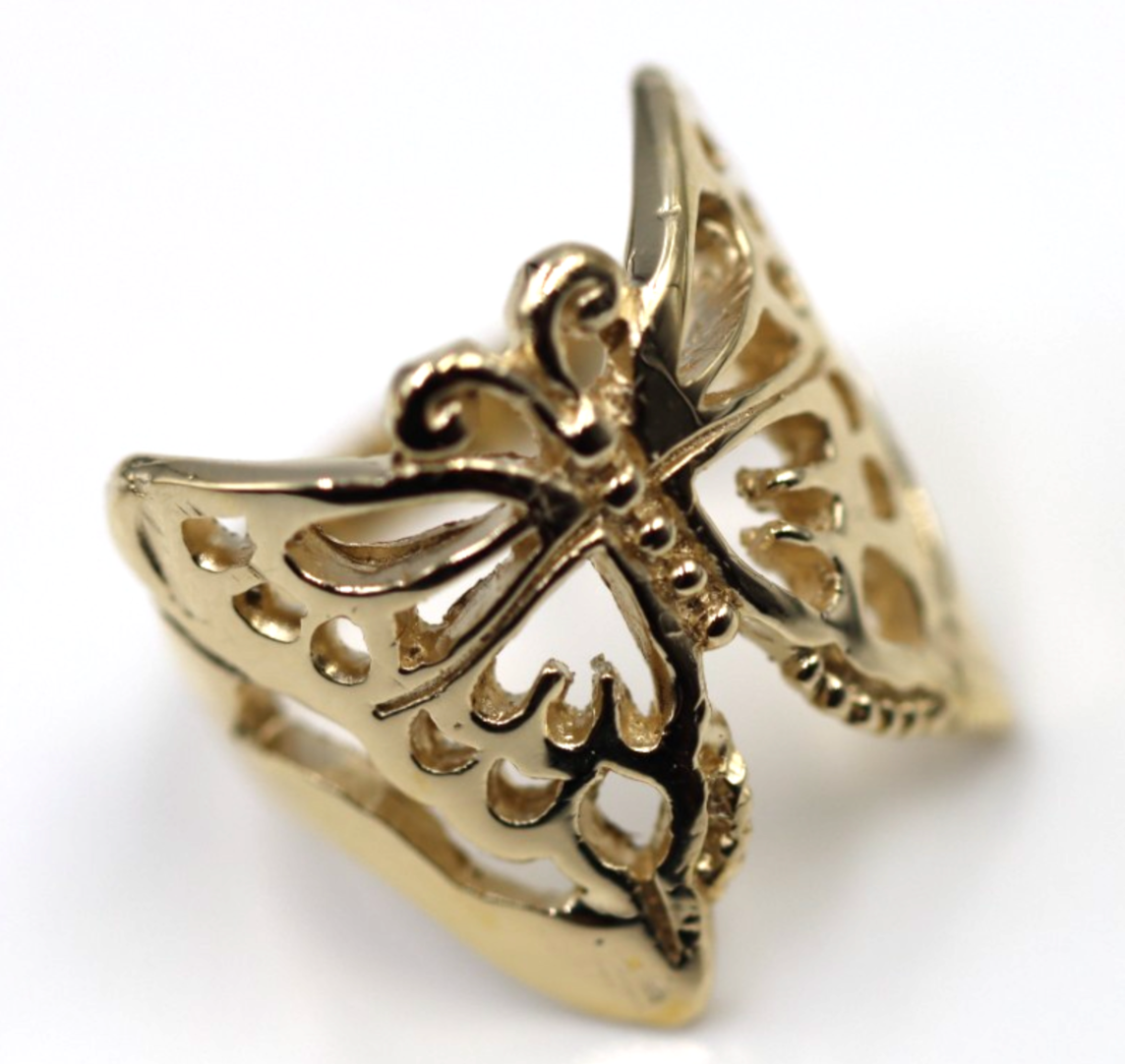 Solid Genuine 9ct White Or Rose Or Yellow Gold Large Butterfly Ring Size Q 236