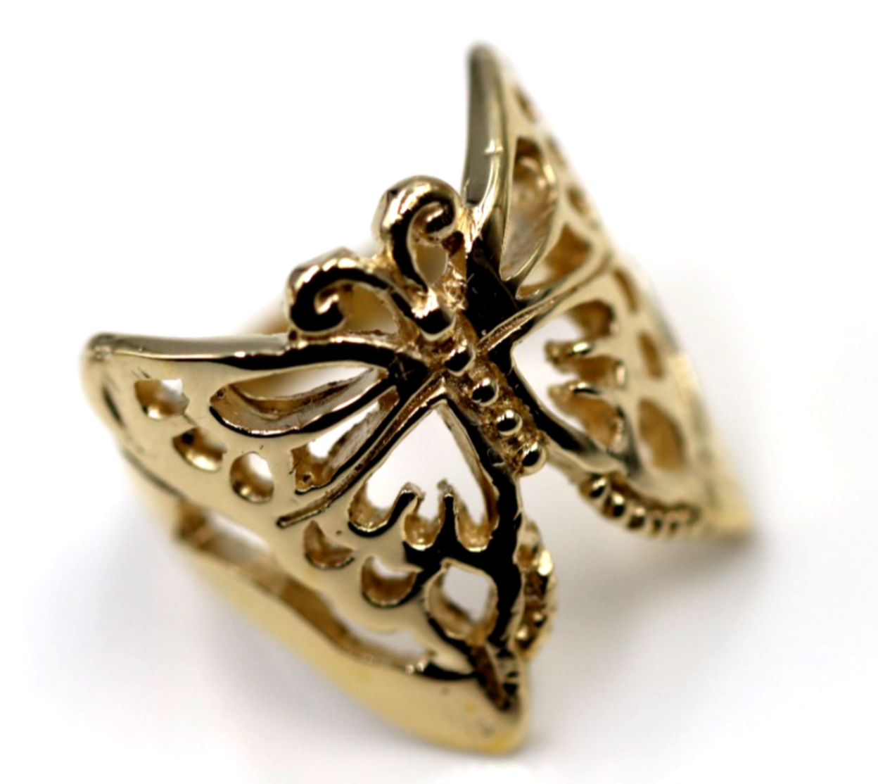Solid Genuine 9ct White Or Rose Or Yellow Gold Large Butterfly Ring Size Q 236