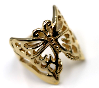 Solid Genuine 9ct White Or Rose Or Yellow Gold Large Butterfly Ring Size Q 236