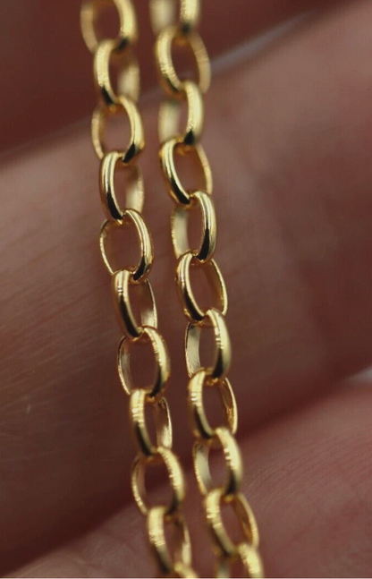 Genuine 9ct 9k 375 Yellow, Rose or White Gold 375 Solid Oval Belcher Necklace Chain 2.5mm width
