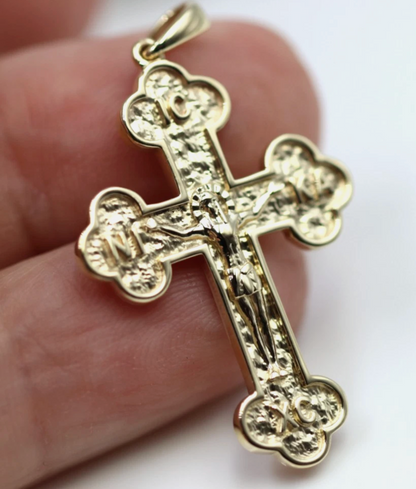 Genuine Solid 9ct 9K Yellow, Rose or White Gold Byzantine Cross Pendant