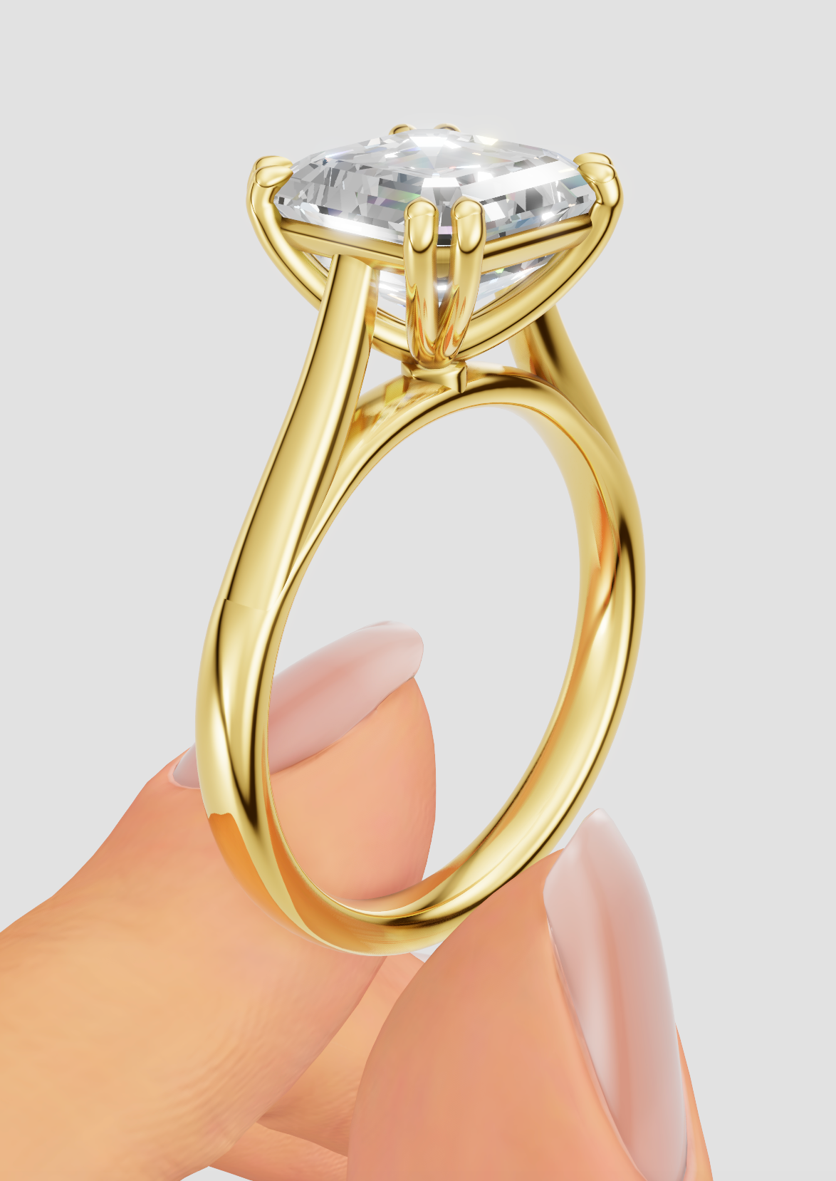 Genuine 18ct Yellow Gold 3.07ct Lab Grown Diamond Asscher Claw Solitaire Engagement Ring