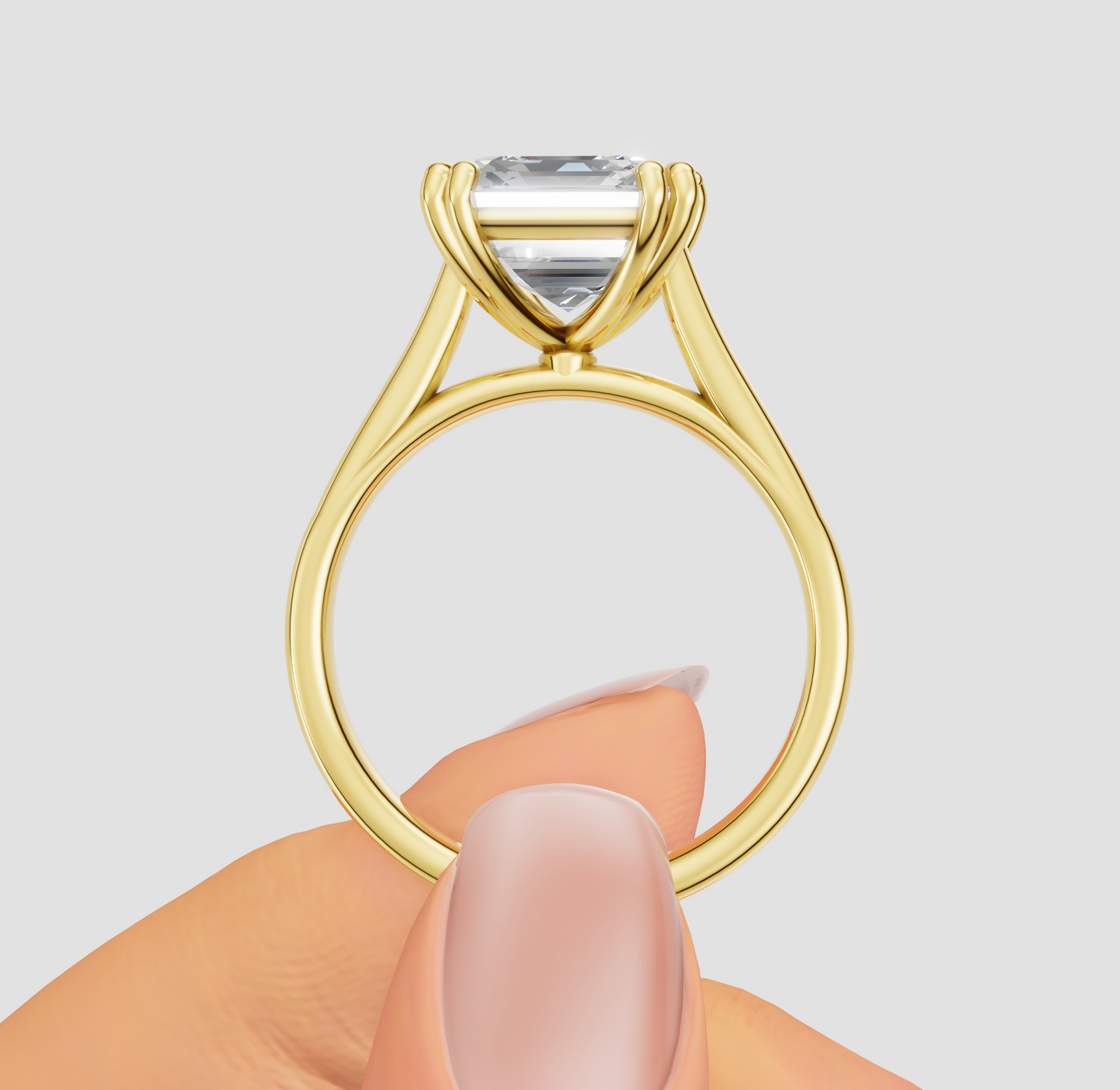 Genuine 18ct Yellow Gold 3.07ct Lab Grown Diamond Asscher Claw Solitaire Engagement Ring