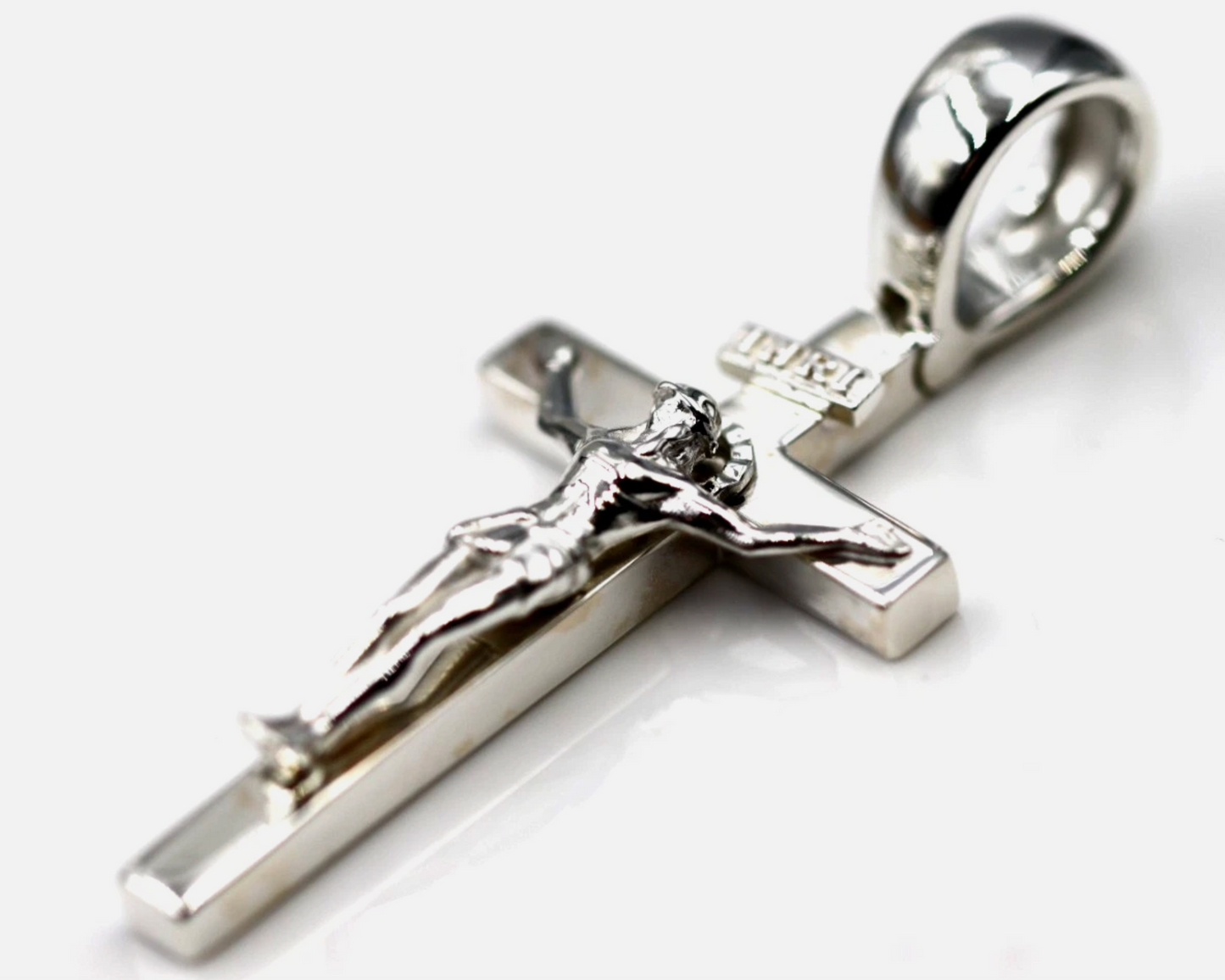 Sterling Silver Solid 925 Heavy Crucifix Cross Pendant 9mm wide bail